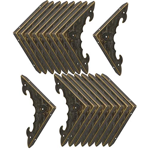 sourcing map Box Eckenschützer Vintage Dreieck Metall Rahmen für Möbel Schreibtisch Schmuckschatulle Tisch Bronzeton 18 Stück von sourcing map