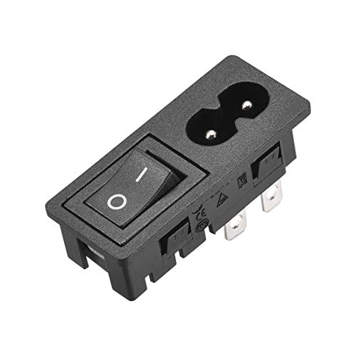 sourcing map C8-8 Platte Montierend Stecker Adapter IEC Einlass Modul Stecker Stecker Sockel Leistung Geradlinig Kupfer mit 4P ON-OFF Schalter 1,5mm Schnalle von sourcing map