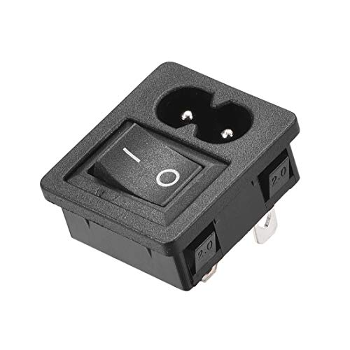 sourcing map C8-8 Steckeradapter AC 250V 2,5A 2 Polig IEC Strombuchse 3P ON-OFF Schalter 2mm von sourcing map