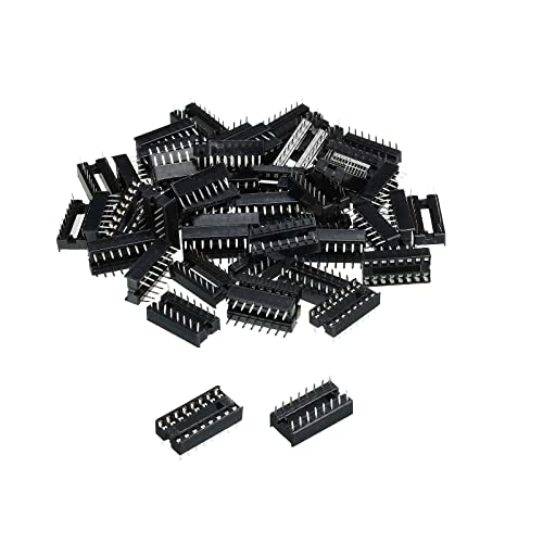 sourcing map DIP IC Chip Sockel Adapter Flach Pin 16P 2.54mm Pitch IC Sockel für PCB Board Chip, 50 Pack von sourcing map