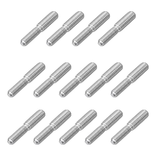 sourcing map Doppelend-Gewindebolzen, M5 x 15 mm auf M6 x 15 mm, 14 Stück, 304 Edelstahl, Gewindereduzierer, Adapter für Möbel, Maschinen, Montagebefestigung von sourcing map