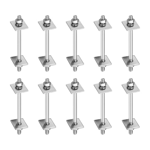 sourcing map Doppelend-Gewindebolzen mit Muttern, quadratische, flache Unterlegscheiben und Federringe für die Wartung im Haus, silberfarben, M6 x 80 mm, 304 Edelstahl, 10 Stück sourcing map Doppelend-Gewindebolzen mit Muttern, quadratische, flache Unterlegscheiben und Federringe für die Wartung im Haus, silberfarben, M6 x 80 mm, 304 Edelstahl, 10 Stück von sourcing map