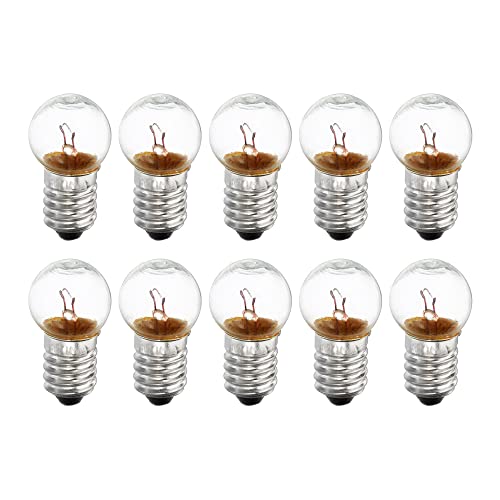 sourcing map E10 Miniatur-Glühbirnen mit Schraubsockel, DC 4,8 V, warmes gelbes Licht, Mini-Lampen mit Aufbewahrungsbox, 1 Set/10 Stück von sourcing map