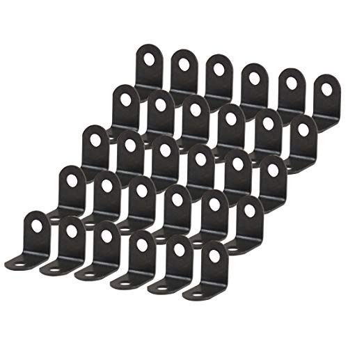 sourcing map Eckwinkel Eckenschutz Bodenträger Verbindungselement L-förmiger rechter aus Metall Schwarz für Möbel Schreibtisch 30 Stück, 12x12mm von sourcing map