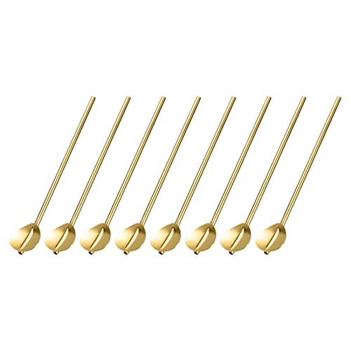 sourcing map Edelstahl Löffel Strohhalme 8Stk 7.3" Wiederverwendbar Metall Lang Griff Strohhalm Löffel Herzförmig Trinken Strohhalm für Milkshake-Getränke Cocktail Gold von sourcing map