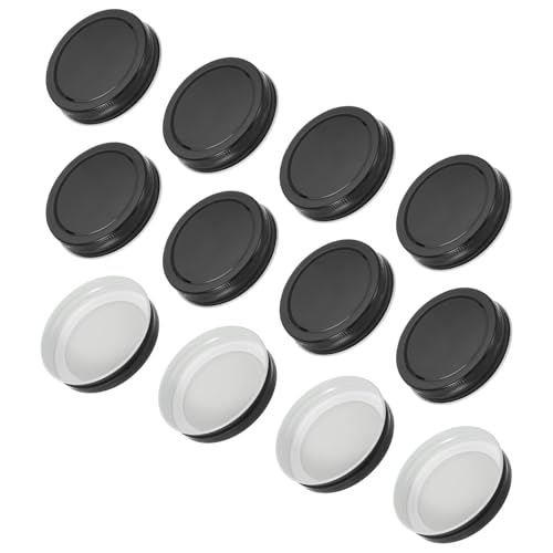 sourcing map Einmachglasdeckel, farbige Weißblech-Deckel mit Etikett für normale Öffnung, Einmachglas zum Fermentieren, Einlegen, Mahlzeiten, Einfrieren, Einkochen, Einkochen, Einkochen, Schwarz, 12 von sourcing map