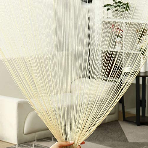 sourcing map Fadenvorhang Vorhang Streifenvorhang Hintergrund Heim Tür Fenster Party, Quaste Fadengardine 100x200cm(B*H) Gelb von sourcing map