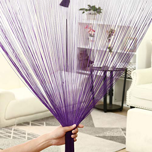 sourcing map Fadenvorhang Vorhang Streifenvorhang Hintergrund Heim Tür Fenster Party, Quaste Fadengardine 100x200cm(B*H) Lila von sourcing map