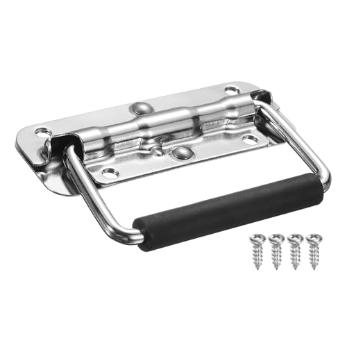 sourcing map Federbelasteter versenkter Griff, 10,9 x 4,1 cm, Stahl, Oberflächenmontage, Griffe mit gepolstertem Griff für Schrank, Werkzeugkasten, Aufbewahrungsboxen (Silber) von sourcing map