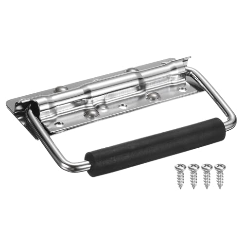 sourcing map Federbelasteter versenkter Griff, 12,4 x 4,1 cm, Stahl, Oberflächenmontage, Griffe mit gepolstertem Griff für Schrank, Werkzeugkasten, Aufbewahrungsboxen (Silber) von sourcing map
