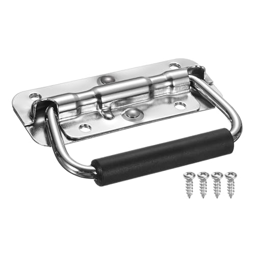 sourcing map Federbelasteter versenkter Griff, 9,9 x 4,1 cm, Stahl, Oberflächenmontage, Griffe mit gepolstertem Griff für Schrank, Werkzeugkasten, Aufbewahrungsboxen (Silber) von sourcing map