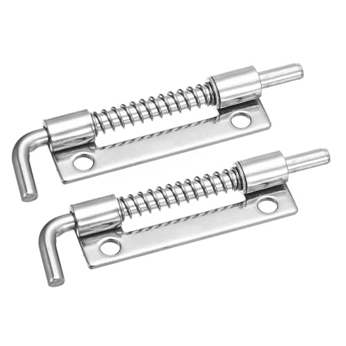 sourcing map Federgeladener Riegelstift, 2 Stück 3,35" - Federriegel aus 304 Edelstahl, rechts mit Loch verriegelt, für Verteilerkasten und elektrischen Schrank (Silber) von sourcing map