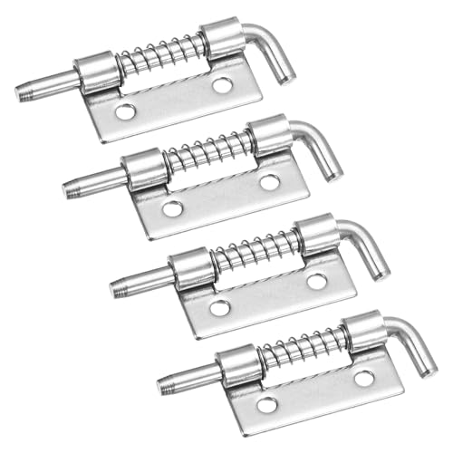 sourcing map Federgeladener Riegelstift, 4 Stück 1,97" - Riegel aus 304 Edelstahl, links mit Loch verriegelt, federbelastet für Verteilerkasten Elektroschrank (Silber) von sourcing map