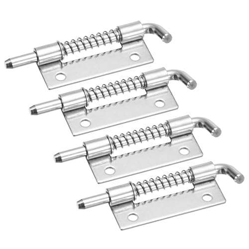 sourcing map Federgeladener Riegelstift, 4 Stück 2,83" - Federriegel aus 304 Edelstahl, links mit Loch verriegelt, federbelastet für Verteilerkasten Elektroschrank (Silber) von sourcing map