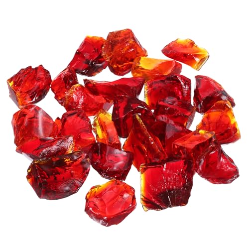 sourcing map Feuerglas für Feuerstelle, 2–3 cm, hoher Glanz, reflektierende Glassteine für Natur- oder Propangaskamin, sicher für Außen- und Innenbereich, Feuerschalenglas, Rot von sourcing map