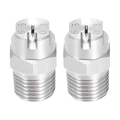 sourcing map Flachstrahldüse,1/4BSPT Hochdruck Sprühdüse Ersatzdüsen für Hochdruckreiniger Wasserbesen aus 304 Edelstahl 65 Grad, 1,1 mm Öffnung - 2 Stück von sourcing map