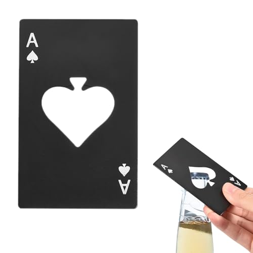 sourcing map Flaschenöffner Ace of Spades aus Edelstahl, Kreditkartengröße, Bierflaschenöffner für Brieftasche, Dosenöffner für Hochzeit, Party, Brautparty, Geschenk, Schwarz, 2 Stück von sourcing map