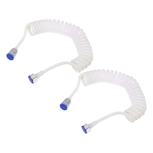 sourcing map Flexibler Brauseschlauch mit Federn, 3 m, flexibler Teleskop-Brauseschlauch mit Kupfer-Zink-Schnittstelle, Mutter für WC-Wasserhahn, Badezimmer-Spiralschlauch, flexibel, Weiß, 2 Stück von sourcing map