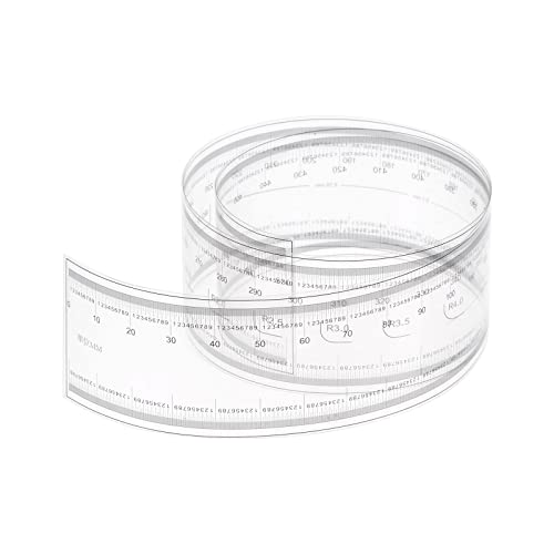 sourcing map Folien Flexibel Lineal 50cm 0.1mm Skala mit R Winkel & Breite Linien PET Kunststoff Faltung Gerade Lineal Kalibrierung Weiche Messwerkzeug für Fabrik Transparent von sourcing map