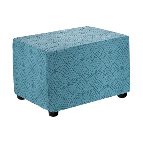 sourcing map Fußhocker-Bezug, strukturierter Jacquard, rechteckig, dehnbar, Fußstützen-Schonbezug für Wohnzimmer, Schlafzimmer, Länge 60–75 cm, Hellblau von sourcing map