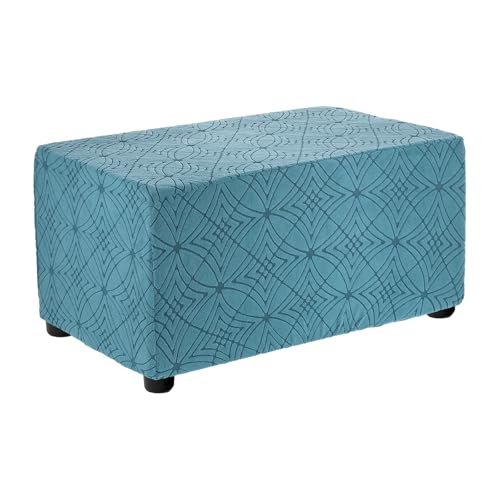 sourcing map Fußhocker-Bezug, strukturierter Jacquard, rechteckig, dehnbar, Fußstützen-Schonbezug für Wohnzimmer, Schlafzimmer, Länge 90–100 cm, Hellblau von sourcing map