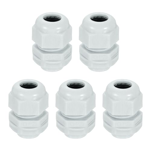 sourcing map G 3/8 Zoll Nylon-Kabelverschraubungen, wasserdichter Kabelgriffverbinder, verstellbare Drahtdurchführungsschutz mit Dichtungen und Kontermutter für Abzweigdose, Grau, 5 Stück von sourcing map