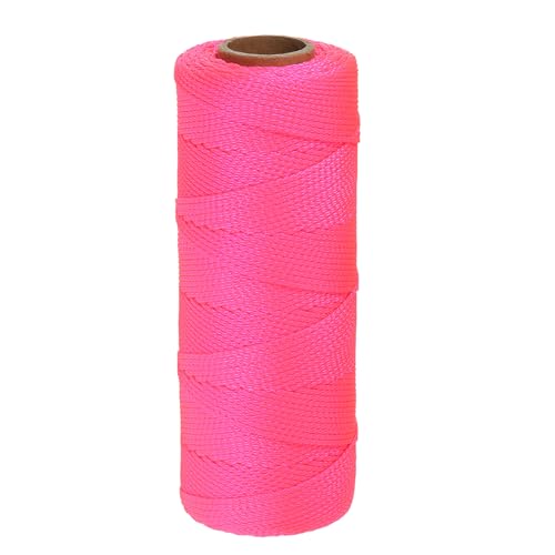 sourcing map Gedrehte Nylon-Maurerschnur, 1,5 mm x 500 Fuß, geflochtene Schnur zum Angeln, Gartenarbeiten, Basteln, Fluoreszierendes Rosa von sourcing map