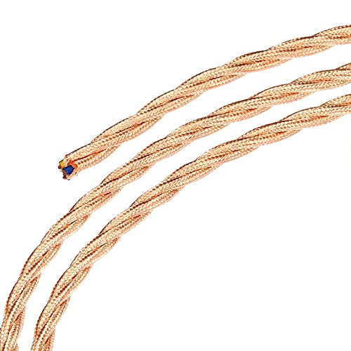 sourcing map Gedrehte Tuch Bedeckt Draht 3 Kern 18AWG 3.0m/9.84ft Vintage Gewebe Elektrokabel für Pendelleuchten DIY Projekt Rose Gold von sourcing map