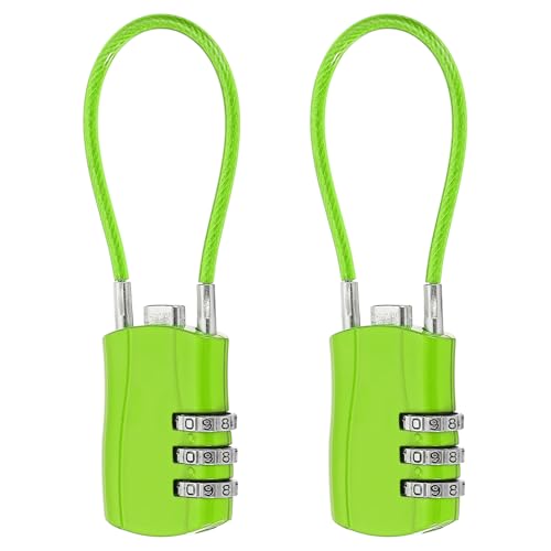 sourcing map Gepäck-Reiseschloss, 3-stelliges Kabel-Zahlenschloss, 30 mm breiter Körper mit 13,5 cm langem Kabel für Koffer, Taschen, Schränke, kleine Zäune, Fitnessstudio, Grün, 2 Stück sourcing map Gepäck-Reiseschloss, 3-stelliges Kabel-Zahlenschloss, 30 mm breiter Körper mit 13,5 cm langem Kabel für Koffer, Taschen, Schränke, kleine Zäune, Fitnessstudio, Grün, 2 Stück von sourcing map