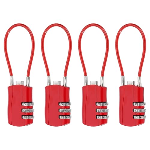 sourcing map Gepäck-Reiseschloss, 3-stelliges Kabel-Zahlenschloss, 30 mm breiter Körper mit 13,5 cm langem Kabel für Koffer, Taschen, Schränke, kleine Zäune, Fitnessstudio, Rot, 4 Stück sourcing map Gepäck-Reiseschloss, 3-stelliges Kabel-Zahlenschloss, 30 mm breiter Körper mit 13,5 cm langem Kabel für Koffer, Taschen, Schränke, kleine Zäune, Fitnessstudio, Rot, 4 Stück von sourcing map