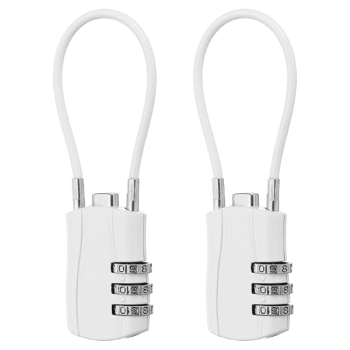 sourcing map Gepäck-Reiseschloss, 3-stelliges Kabel-Zahlenschloss, 30 mm breiter Körper mit 13,5 cm langem Kabel für Koffer, Taschen, Schränke, kleine Zäune, Fitnessstudio, Weiß, 2 Stück sourcing map Gepäck-Reiseschloss, 3-stelliges Kabel-Zahlenschloss, 30 mm breiter Körper mit 13,5 cm langem Kabel für Koffer, Taschen, Schränke, kleine Zäune, Fitnessstudio, Weiß, 2 Stück von sourcing map