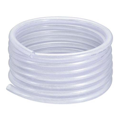 sourcing map Gewebeschlauch PVC Schlauch mit Gewebe 19 x 25mm (3/4" x 1") Innen Ø x Außen Ø Geflochtene Verstärkte Rohr 7.6 Meter Rolle Transparent Hochdruck Druckluftschlauch Wasserschlauch von sourcing map