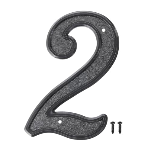 sourcing map Hausnummern für den Außenbereich, 15,2 cm, ABS-Hausadressnummern, Briefkasten-Dekor-Nummer mit Schrauben für Wohnung, Büro, Hotel, Zimmer, Tür, Straßenschilder (Schwarz, Nummer 2) von sourcing map