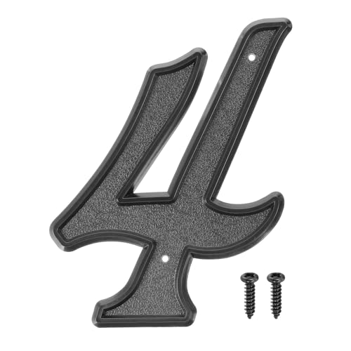 sourcing map Hausnummern für den Außenbereich, 15,2 cm, ABS-Hausadressnummern, Briefkasten-Dekor-Nummer mit Schrauben für Wohnung, Büro, Hotel, Zimmer, Tür, Straßenschilder (Schwarz, Nummer 4) von sourcing map