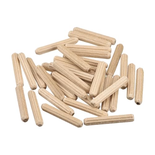 sourcing map Holz Taube Pins 100stk. 4x25mm (5/32"x1") Geriffelt Abgeschrägt Enden Holz Taube Pegs Ofen Getrocknet Hartholz für Holzbearbeitung Möbel Regal von sourcing map