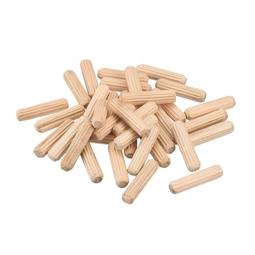 sourcing map Holz Taube Pins 100stk. 6x25mm (1/4"x1") Geriffelt Abgeschrägt Enden Holz Taube Pegs Ofen Getrocknet Hartholz für Holzbearbeitung Möbel Regal von sourcing map