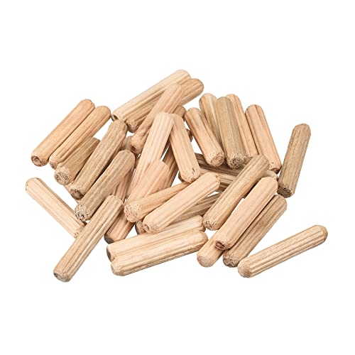 sourcing map Holz Taube Pins 36stk. 6x30mm (1/4"x1-1/4") Geriffelt Abgeschrägt Enden Holz Taube Pegs Ofen Getrocknet Hartholz für Holzbearbeitung Möbel Regal von sourcing map