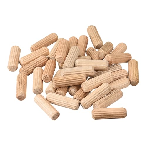 sourcing map Holz Taube Pins 36stk. 8x25mm (5/16"x1") Geriffelt Abgeschrägt Enden Holz Taube Pegs Ofen Getrocknet Hartholz für Holzbearbeitung Möbel Regal von sourcing map