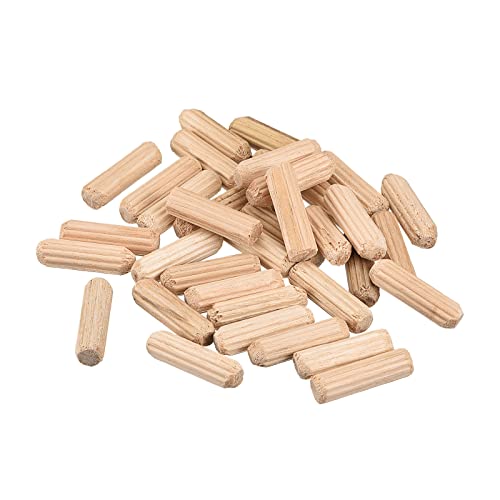 sourcing map Holz Taube Pins 50stk. 6x20mm (1/4"x3/4") Geriffelt Abgeschrägt Enden Holz Taube Pegs Ofen Getrocknet Hartholz für Holzbearbeitung Möbel Regal von sourcing map