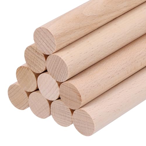 sourcing map Holzdübelstäbe, 18 mm, rund, unlackiert, Massivholzstäbe, Bastelstab für Kunstdekoration, Handwerk und DIY-Projekte, 10 Stück von sourcing map