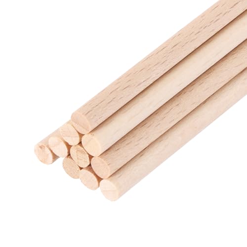 sourcing map Holzdübelstangen (4 mm), runde Holzstange, unlackiert, Massivholzstäbe, Bastelstab für Kunstdekoration, Handwerk und DIY-Projekte, 10 Stück von sourcing map