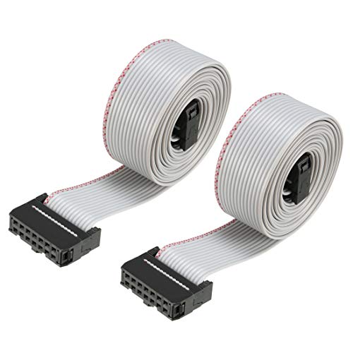 sourcing map IDC Grauer Draht Flachbandkabel 14 Pins 128cm Länge 2.54mm Teilung 2 Stück Typ-C von sourcing map