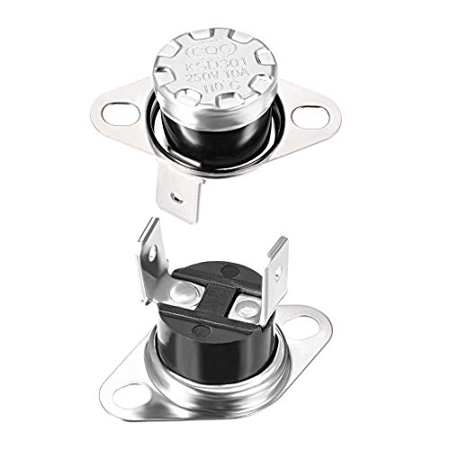 sourcing map KSD301 Thermostat 110 °C / 230 °F 10A N.C Einstellen der Schnappscheiben-Temperaturschalter für Mikrowelle, Backofen, Kaffeemaschine 2 Stück von sourcing map