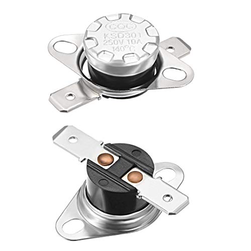 sourcing map KSD301 Thermostat 140°C/284°F 10A Normal Geschlossen N.C Einstellbarer Schnappscheiben-Temperaturschalter für Mikrowelle, Backofen, Kaffeemaschine 2 Stück von sourcing map