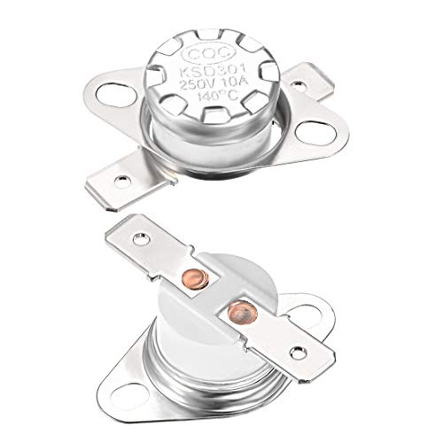 sourcing map KSD301 Thermostat 140 °C / 284 °F 10A Normalerweise geschlossen N.C. Einstellen der Schnappscheiben-Temperaturschalter für Mikrowelle, Backofen, Kaffeemaschine 2 Stück von sourcing map