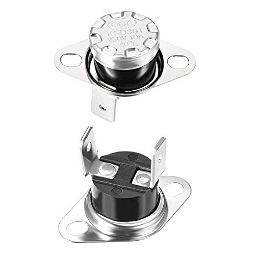 sourcing map KSD301 Thermostat 40°C/104°F 10A N.C Einstellbarer Schnappscheiben-Temperaturschalter für Mikrowelle, Backofen, Kaffeemaschine 2 Stück von sourcing map