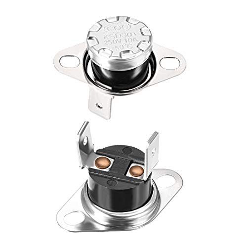 sourcing map KSD301 Thermostat 50°C/122°F 10A N.C Einstellen der Temperaturschalter mit Schnappscheibe für Mikrowelle, Backofen, Kaffeemaschine 2 Stück von sourcing map