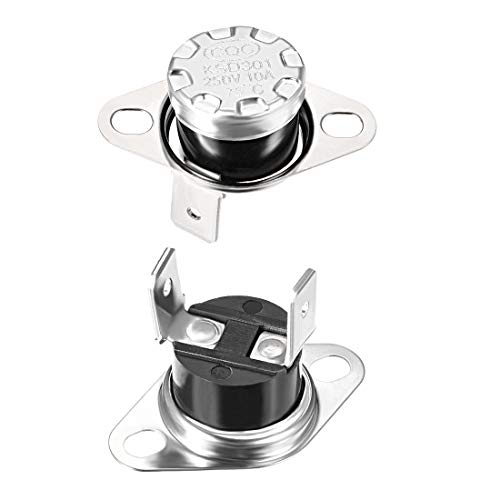 sourcing map KSD301 Thermostat 75°C/167°F 10A N.C Temperaturschalter mit Schnappscheibe für Mikrowelle,Ofen,Kaffeemaschine 2 Stück von sourcing map