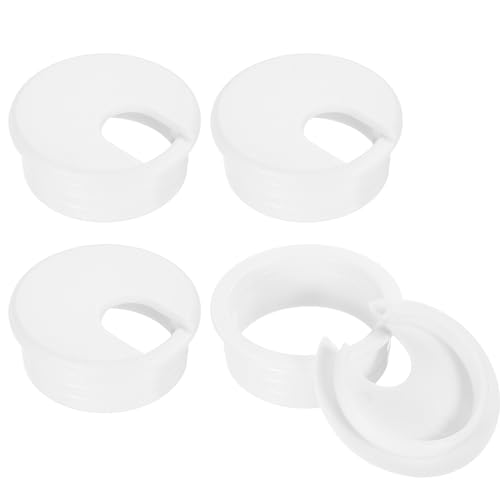sourcing map Kabellochabdeckung, 4 Stück, 45 mm, ABS, Schreibtisch-Kabeldurchführung, Lochabdeckung für Büro, Computer, Schreibtisch, Draht-Organizer, Weiß von sourcing map