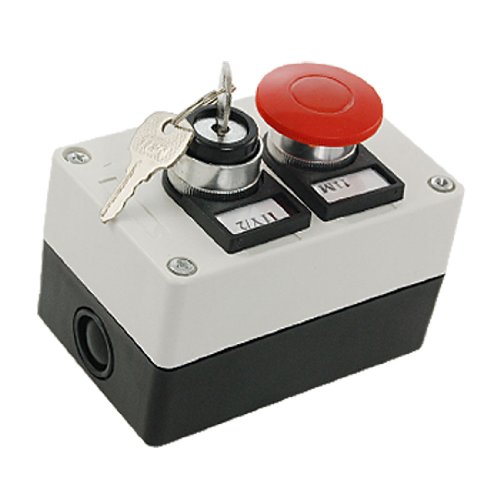 sourcing map Key Lock On/Off Schalter Red Mushroom Push Button Station de von sourcing map